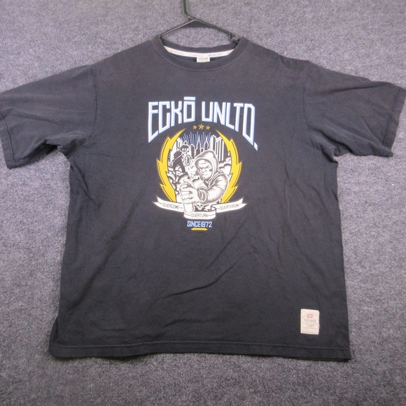 Ecko Unltd. Other - Y2K Ecko Unltd Shirt Mens XL Black Graffiti Spray Can City Skyline Graphic Tee